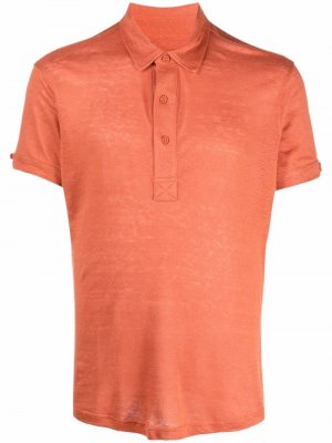 Льняная рубашка поло Orlebar Brown. Цвет: оранжевый