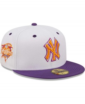 Мужская белая, фиолетовая облегающая шляпа New York Yankees World Series 2000 Grape Lolli 59Fifty Era