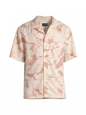 Рубашка Camp с цветочным принтом «елочка» , цвет argan oil Club Monaco