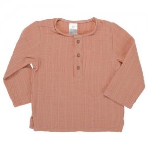 Рубашка из хлопкового муслина цвета пыльной розы коллекции Essential 24-36M TKANO. Цвет: розовый