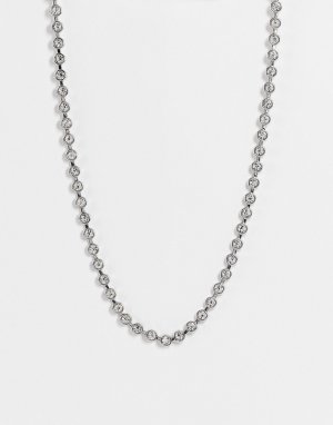 Серебристое короткое ожерелье со стразами y2k в стиле унисекс Inspired-Серебряный Reclaimed Vintage