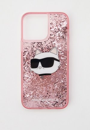 Чехол для iPhone Karl Lagerfeld 14 Pro Max, с жидкими блестками. Цвет: розовый