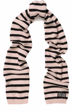 Вязаный шарф в полоску No. 21. Цвет: светло-розовый