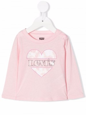 Levis Kids футболка с длинными рукавами и логотипом Levi's. Цвет: розовый
