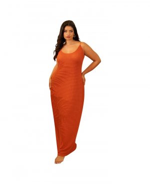 Женское облегающее платье макси в сеточку Pyla больших размеров , оранжевый Rebdolls