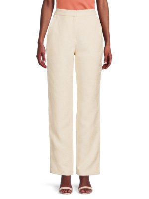 Текстурированные зауженные брюки с высокой посадкой , цвет Antique White Brandon Maxwell