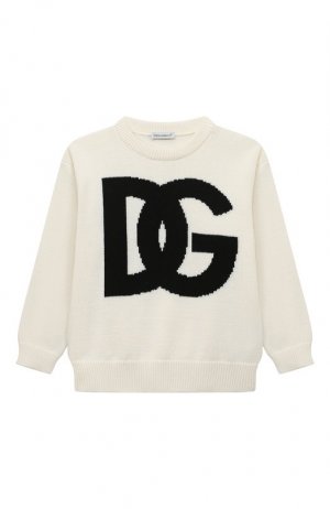Хлопковый пуловер Dolce & Gabbana. Цвет: кремовый