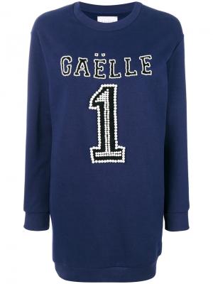 Платье-джемпер с логотипом Gaelle Bonheur. Цвет: синий