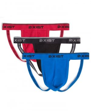 Мужские хлопковые эластичные спортивные ремни, набор из 3 шт., красный 2(X)IST