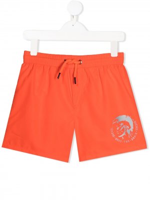 Плавки-шорты с логотипом Diesel Kids. Цвет: оранжевый