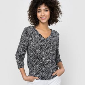 Блузка с рисунком SUNCOO. Цвет: черный узор/серебристый
