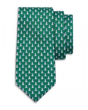 Классический шелковый галстук с принтом собаки , цвет Green Ferragamo
