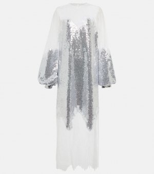 Платье Zahara с пайетками и кружевом COSTARELLOS, металлик Costarellos