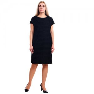 Платье Olsi, прямой силуэт, до колена, размер 52, черный plus size OLS. Цвет: черный