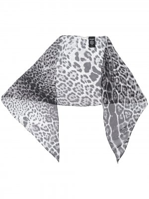 Полупрозрачный платок с леопардовым принтом Saint Laurent. Цвет: серый