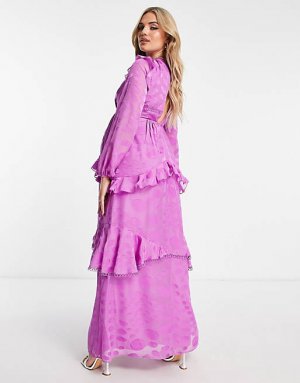 Пурпурное платье макси с деформированным пятном и круглой окантовкой ASOS DESIGN Maternity