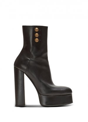 Черные женские кожаные ботинки brune Balmain