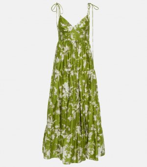 Платье миди Azami с цветочным принтом ERDEM, зеленый Erdem