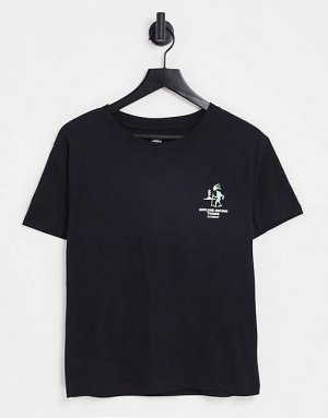 Черная футболка с графическим принтом на спине Offline Element