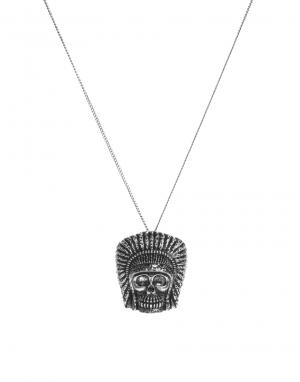 Ожерелье с подвеской-черепом Hyde. Цвет: серебряный