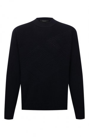 Шерстяной свитер Versace. Цвет: синий