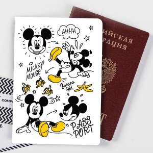 Паспортная обложка, микки маус Disney. Цвет: белый, черный