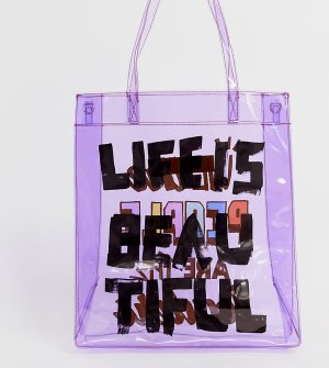 Прозрачная сумка-тоут унисекс с принтом LIFE IS BEAUTIFUL-Фиолетовый Beautiful