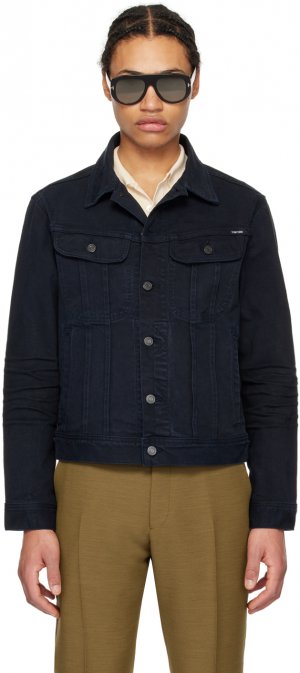Темно-синяя джинсовая куртка, окрашенная в готовой одежде Tom Ford