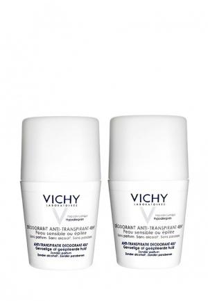 Дезодорант Vichy антиперспирант шариковый 48 часов, для чувствительной кожи, 2х50 мл (-50% на второй продукт). Цвет: прозрачный