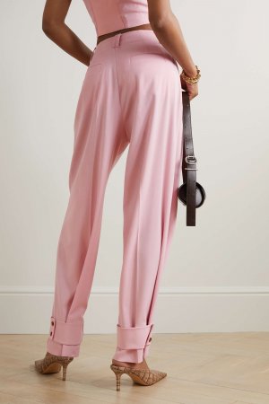 Зауженные брюки из твила со складками, розовый LVIR