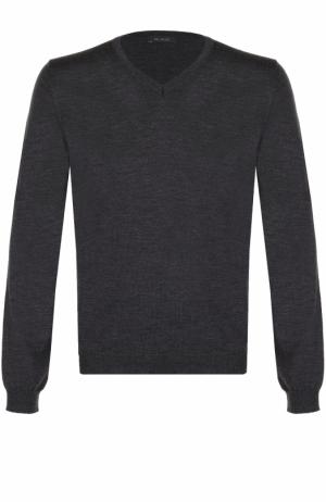 Шерстяной однотонный пуловер Pal Zileri. Цвет: серый