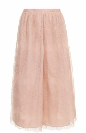 Однотонная кружевная юбка-миди St. John. Цвет: розовый