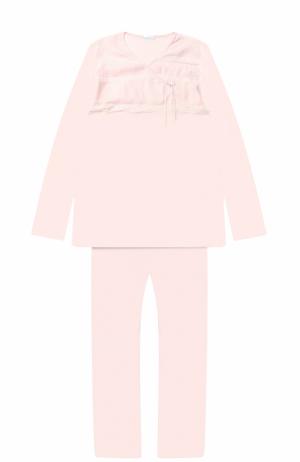 Трикотажная пижама с кружевной отделкой La Perla. Цвет: розовый