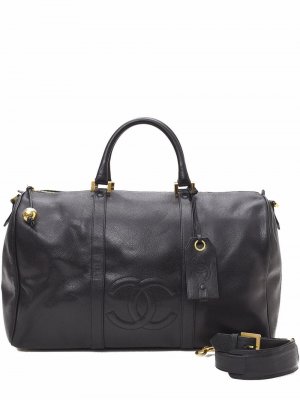 Дорожная сумка с тисненым логотипом CC Chanel Pre-Owned. Цвет: черный