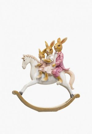 Фигурка декоративная Decogallery Кролики на коне 20.5х6.5 см. Цвет: разноцветный
