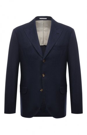 Шерстяной пиджак Brunello Cucinelli. Цвет: синий