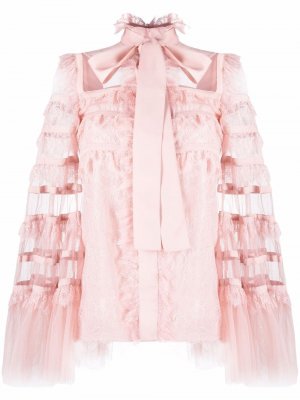 Блузка с кружевной вставкой Elie Saab. Цвет: розовый