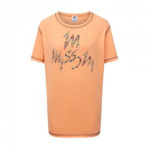 Хлопковая футболка M Missoni. Цвет: оранжевый