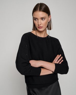 Вязаный женский свитер со звездами , черный Roberto Verino. Цвет: черный