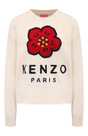 Шерстяной пуловер Kenzo. Цвет: кремовый