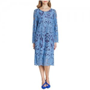 Платье из плотного кружева, 48-50 Iya Yots. Цвет: голубой