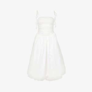 Платье миди Pufball со сборками из эластичного хлопка , белый Amy Lynn
