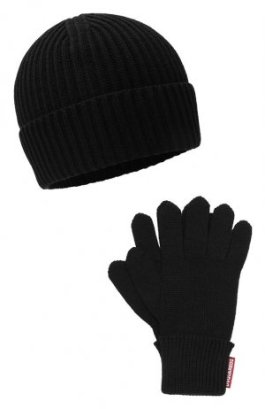 Комплект из шапки и перчаток Dsquared2. Цвет: чёрный
