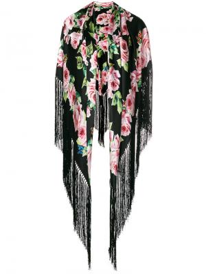 Шаль с принтом роз Dolce & Gabbana. Цвет: черный