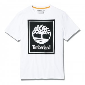 Футболки YC SS Stack Logo Tee (Regular) Timberland. Цвет: белый