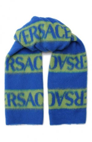 Шерстяной шарф Versace. Цвет: синий