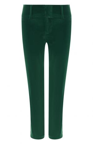 Укороченные бархатные брюки Alice + Olivia. Цвет: зеленый