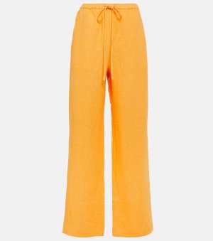 Льняные брюки прямого кроя NANUSHKA, оранжевый Nanushka