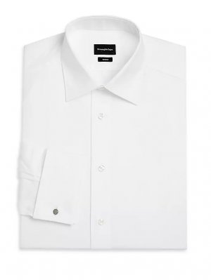 Хлопковая классическая рубашка обычного кроя с длинными рукавами Zegna, белый ZEGNA