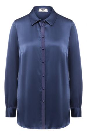 Однотонная шелковая блуза Weill. Цвет: синий